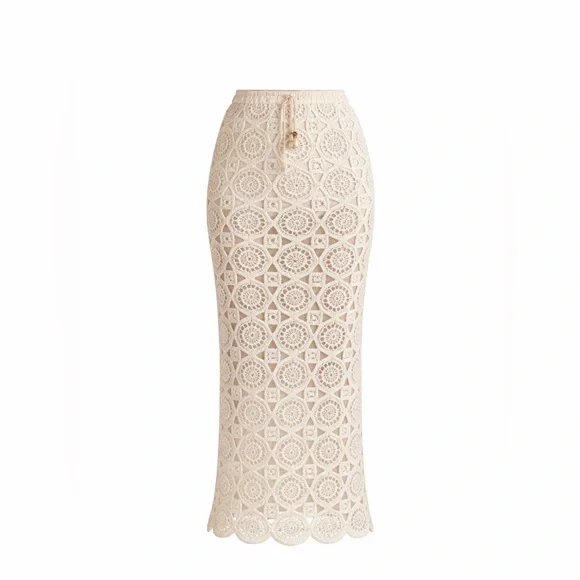 NWOT Zara Off white Crochet Pencil skirt S - Picture 2 of 9